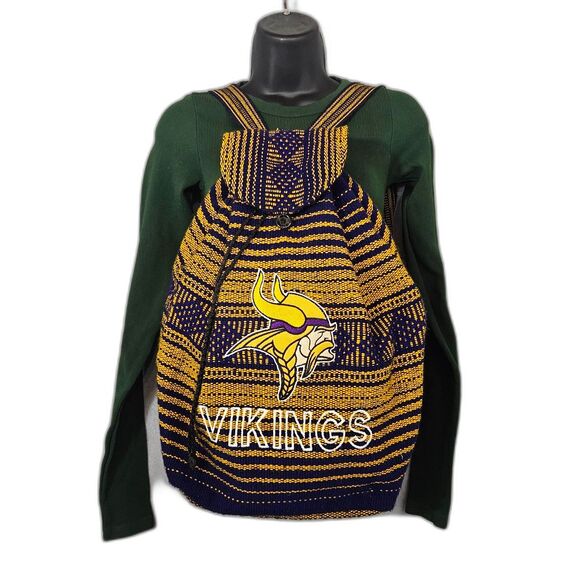 MN Vikings Woven Backpack Purple and Gold Baja Fabric Embroidered - Picture 7 of 7